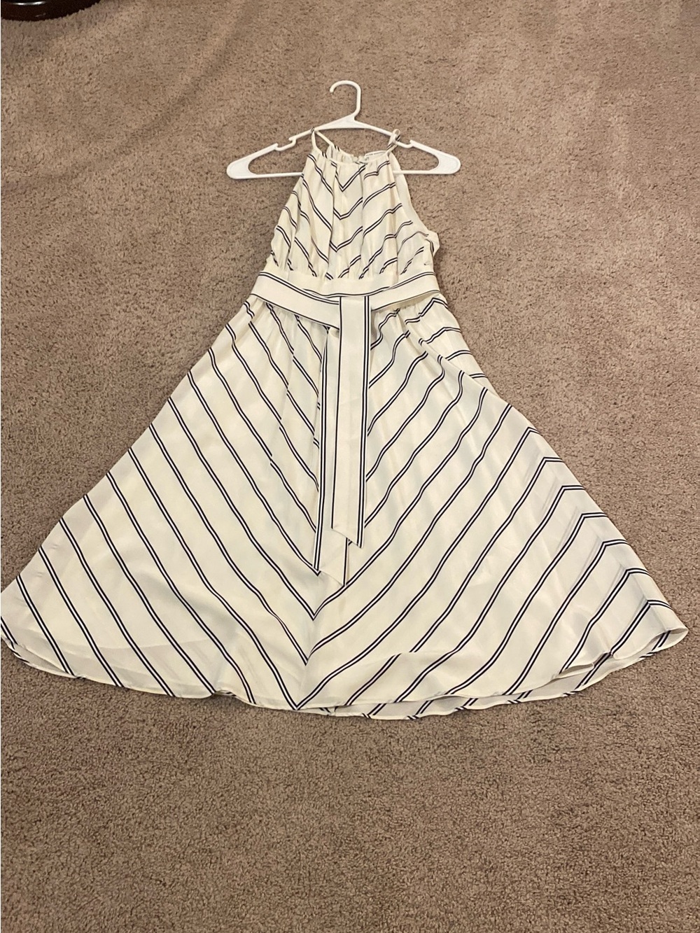 Club Monaco White and Navy Striped Halter Midi Dress - Picture 13 of 16